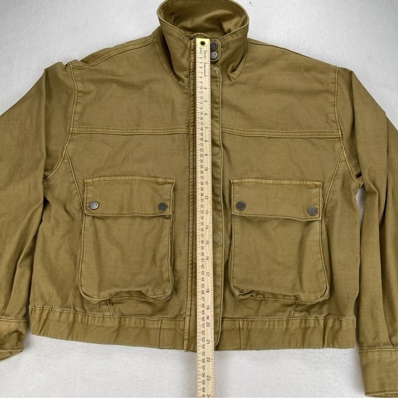 Pilcro Anthropologie Women's Crop Jacket Tan Full Zip Snap Size Large Tactical - Picture 15 of 16